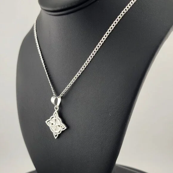 New Sterling Silver 925 Witch’s Knot Necklace – Wiccan Pagan Protection Amulet